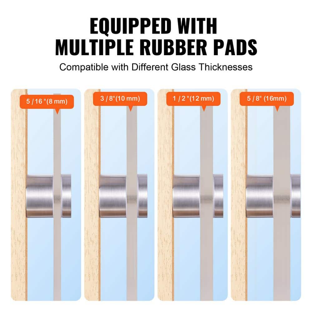 VEVOR Glass Clamp 10PCS Railing Bracket 5 in. H x 2 in. W Silver 316 Stainless Steel for 0.31 to 0.62 in. Stair Railing Kit