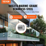 VEVOR Glass Clamp 10PCS Railing Bracket 5 in. H x 2 in. W Silver 316 Stainless Steel for 0.31 to 0.62 in. Stair Railing Kit