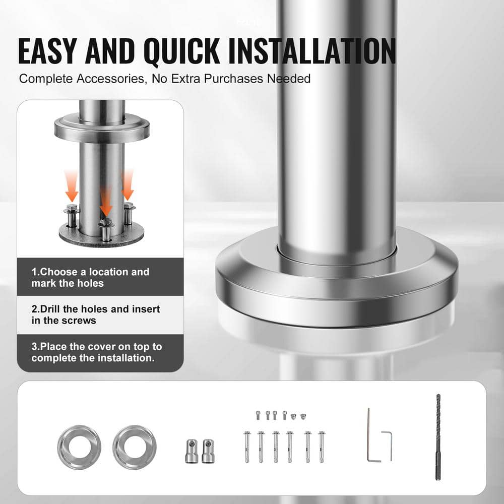 VEVOR Handrails for Outdoor Steps, 70.9 in./ 180cm Length Stair Hand Rail Kit, Transitional Stainless Steel Railings