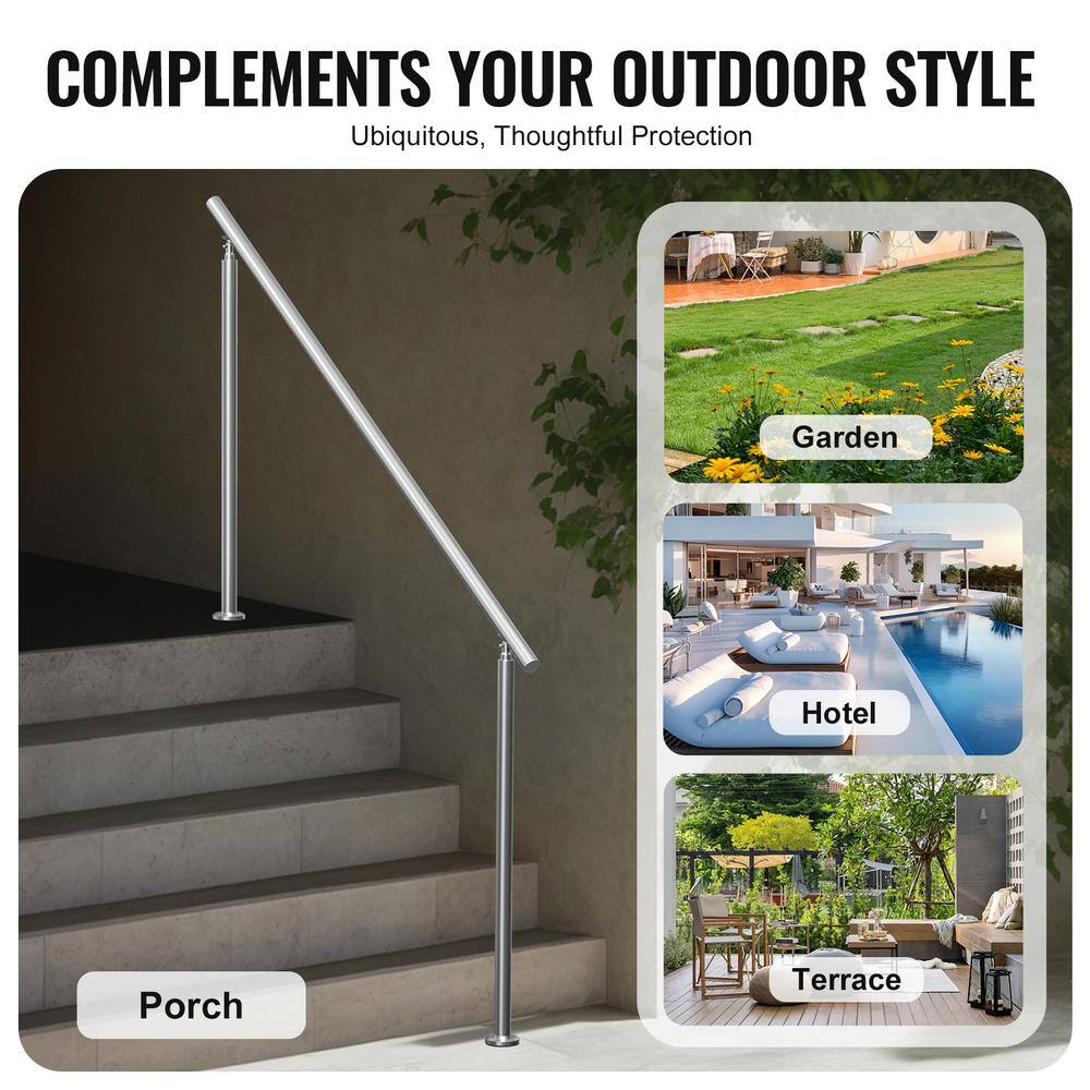 VEVOR Handrails for Outdoor Steps, 70.9 in./ 180cm Length Stair Hand Rail Kit, Transitional Stainless Steel Railings