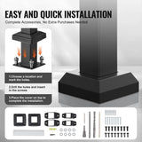 VEVOR Handrails for Outdoor Steps 2-Piece 2-3 Step Stair Handrail Kit Transitional Carbon Steel Railings Black Square Tube