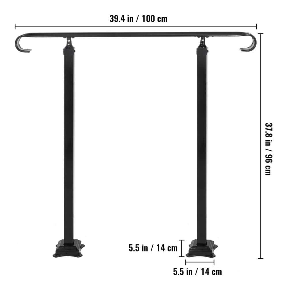 VEVOR Fit 1 to 3 Steps Outdoor Stair Railing Wrought Iron Handrail Transitional Hand railings Handrails for Outdoor Steps