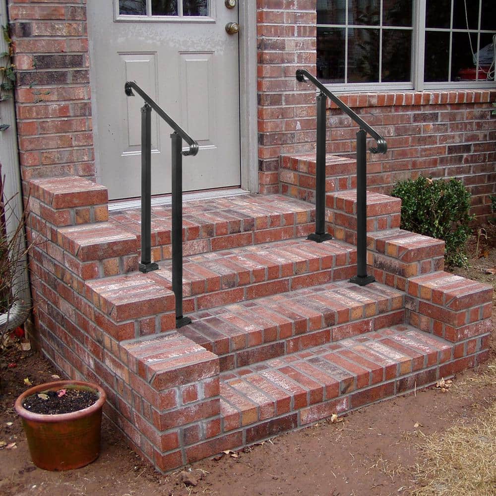 VEVOR Fit 1 to 3 Steps Outdoor Stair Railing Wrought Iron Handrail Transitional Hand railings Handrails for Outdoor Steps