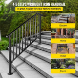 VEVOR 4 ft. Handrails for Outdoor Steps Fit 4 or 5 Steps Outdoor Stair Railing Wrought Iron Handrail with baluster, Black