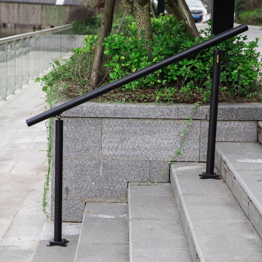 VEVOR 5 ft. Outdoor Stair Railing Fits 4-5 Steps Adjustable Angle Aluminum Stair Handrails for Outdoor Steps, Black