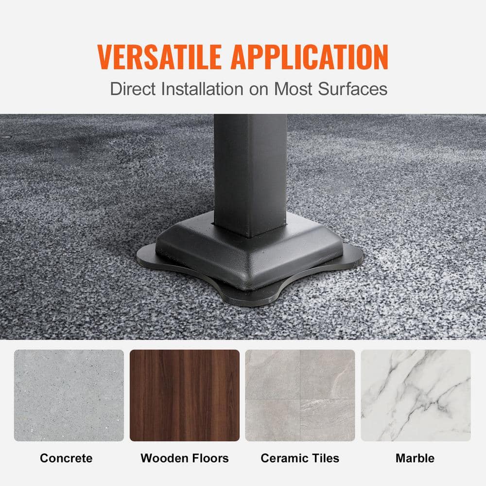 VEVOR Stair Handrail Railing 3 ft. 3 Steps Handrails for Outdoor 35.82 in. H x 5.3 in. W Black Carbon Steel Stair Railing Kit