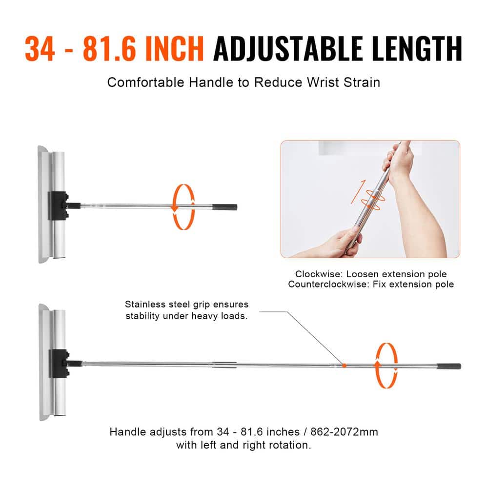 VEVOR Drywall Skimming Blade Set, 7/10/14/16/24 in. Skimming Blades +34 in. -81.6 in. Extension Handle Pole, Skim Coat Tools