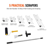 VEVOR Drywall Skimming Blade Set, 7/10/14/16/24 in. Skimming Blades +34 in. -81.6 in. Extension Handle Pole, Skim Coat Tools