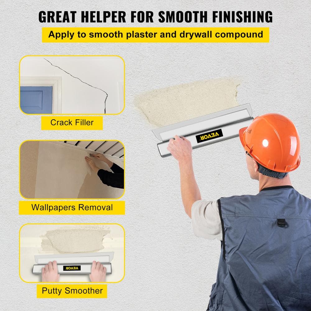 VEVOR Drywall Skimming Blade 32 In. Smoothing Knife European Stainless Steel Construction Knife Aluminum Blade Profile