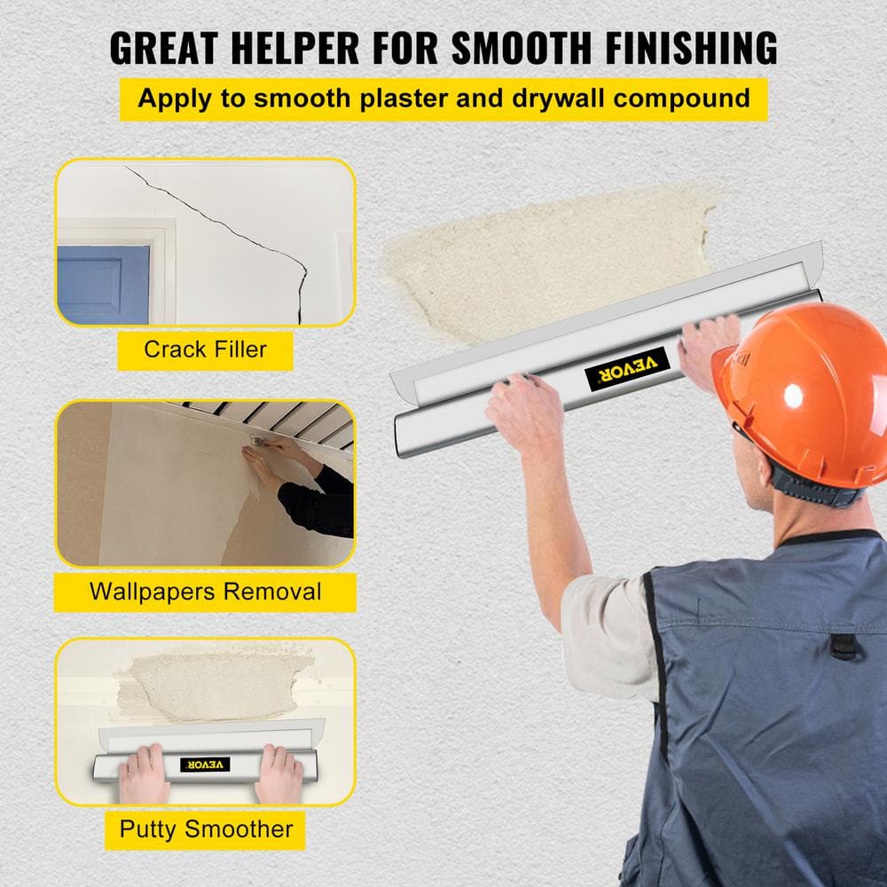 VEVOR Drywall Skimming Blade 40 In. Smoothing Knife European Stainless Steel Construction Knife Aluminum Blade Profile