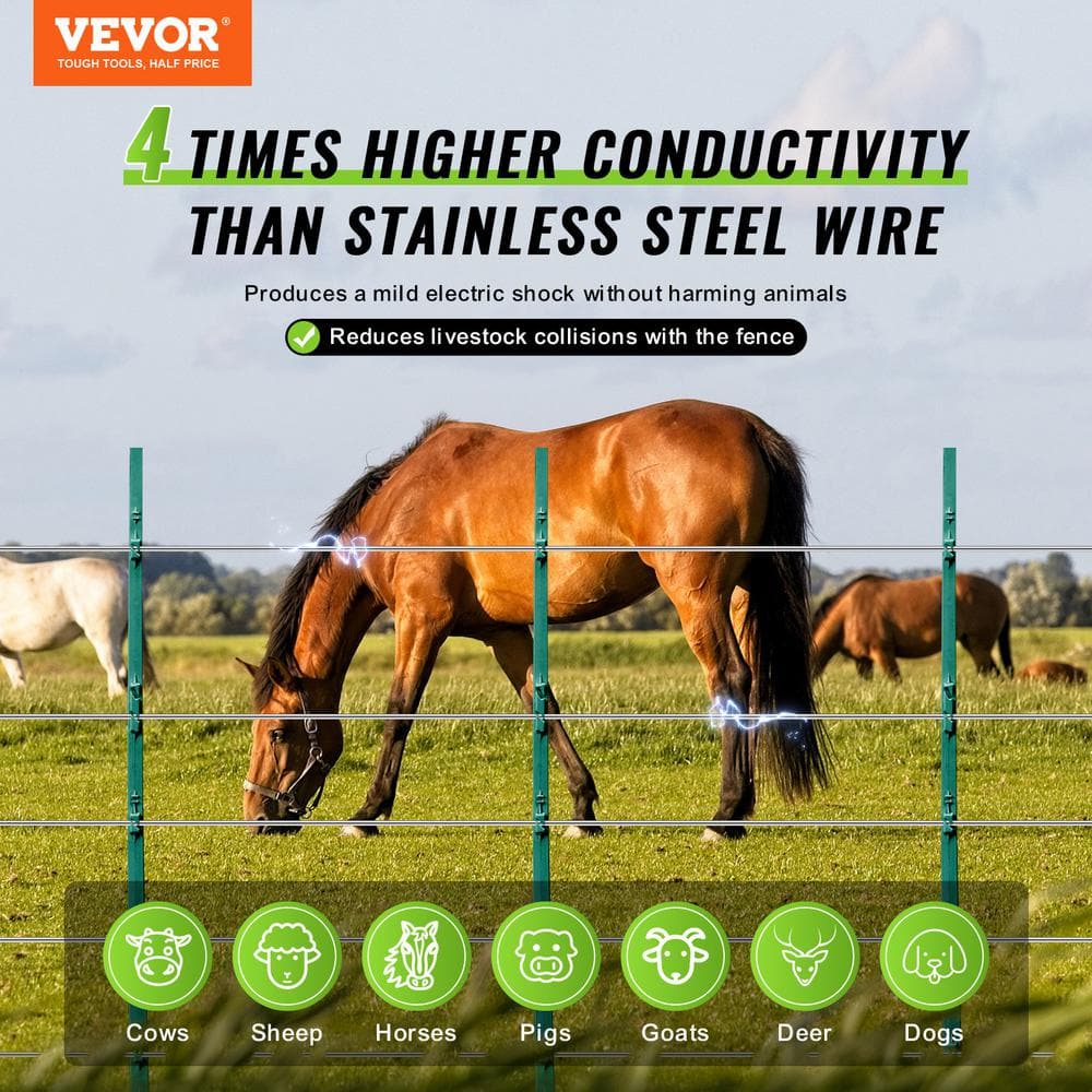 VEVOR 16 Gauge Aluminum Wire for Electric Fencing, 1640 ft. 500 M Electric Fence Wire, Portable Fencing Wire, Aluminum Alloy