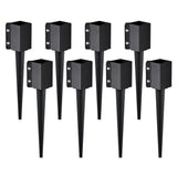 VEVOR Fence Post Anchor Ground Spike 8-Pack 24 in. x 4 in. x 4 in. Outer Diameter Metal Black Powder Coated Post Stake Ground.