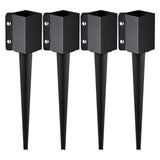 VEVOR Fence Post Anchor Ground Spike,4 Pack 24 in. L x 4 in. W x 4 in. H Outer Diameter, Metal Powder Coated Post Stake Ground