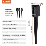 VEVOR Fence Post Anchor Ground Spike 4 Pack 24 x 4 x 4 in. Outer Diameter 3.5 x 3.5 in. Inner Diameter Powder Coated Post