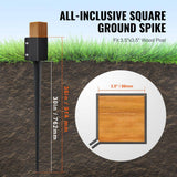 VEVOR Fence Post Anchor Ground Spike 8-Pack 36 in. x 4 in. x 4 in. Outer Diameter Metal Black Powder Coated Post Stake Ground.