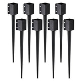VEVOR Fence Post Anchor Ground Spike 8-Pack 36 in. x 4 in. x 4 in. Outer Diameter Metal Black Powder Coated Post Stake Ground.