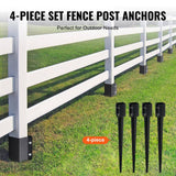 VEVOR Fence Post Anchor Ground, 4-Pack 36 in. L x 4 in. W x 4 in. H Outer Diameter, Metal Powder Coated Post Stake Ground