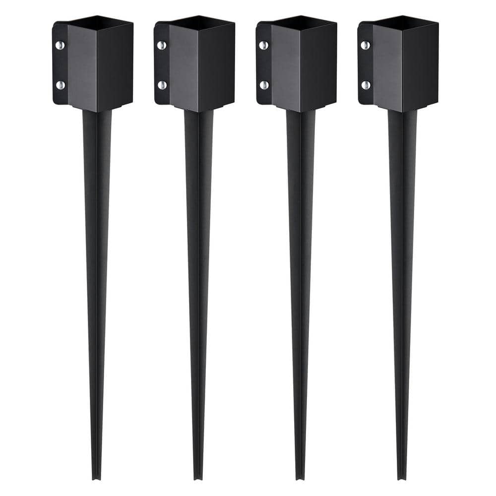VEVOR Fence Post Anchor Ground, 4-Pack 36 in. L x 4 in. W x 4 in. H Outer Diameter, Metal Powder Coated Post Stake Ground