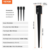 VEVOR Fence Post Anchor Ground, 4-Pack 36 in. L x 4 in. W x 4 in. H Outer Diameter, Metal Powder Coated Post Stake Ground