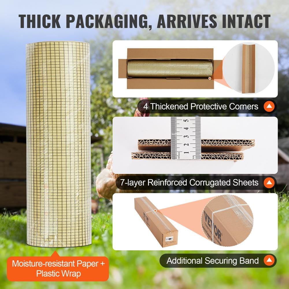 VEVOR Hardware Cloth 3 ft. x 100 ft. Galvanized Wire Mesh Roll 19 Gauge Chicken Wire Fence Roll Hardware Cloth