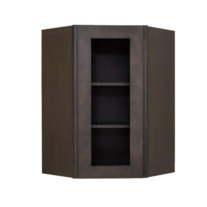 LIFEART CABINETRY Lancaster Shaker Assembled 24 in. x 36 in. x 12 in. Wall Diagonal Corner Mullion Door Cabinet in Vintage Charcoal