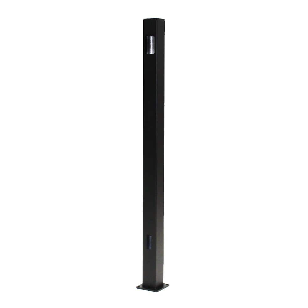 Vista 42 in. H x 2.5 in. W Black Aluminum Bottom Stair Post for Stair Railing Kit