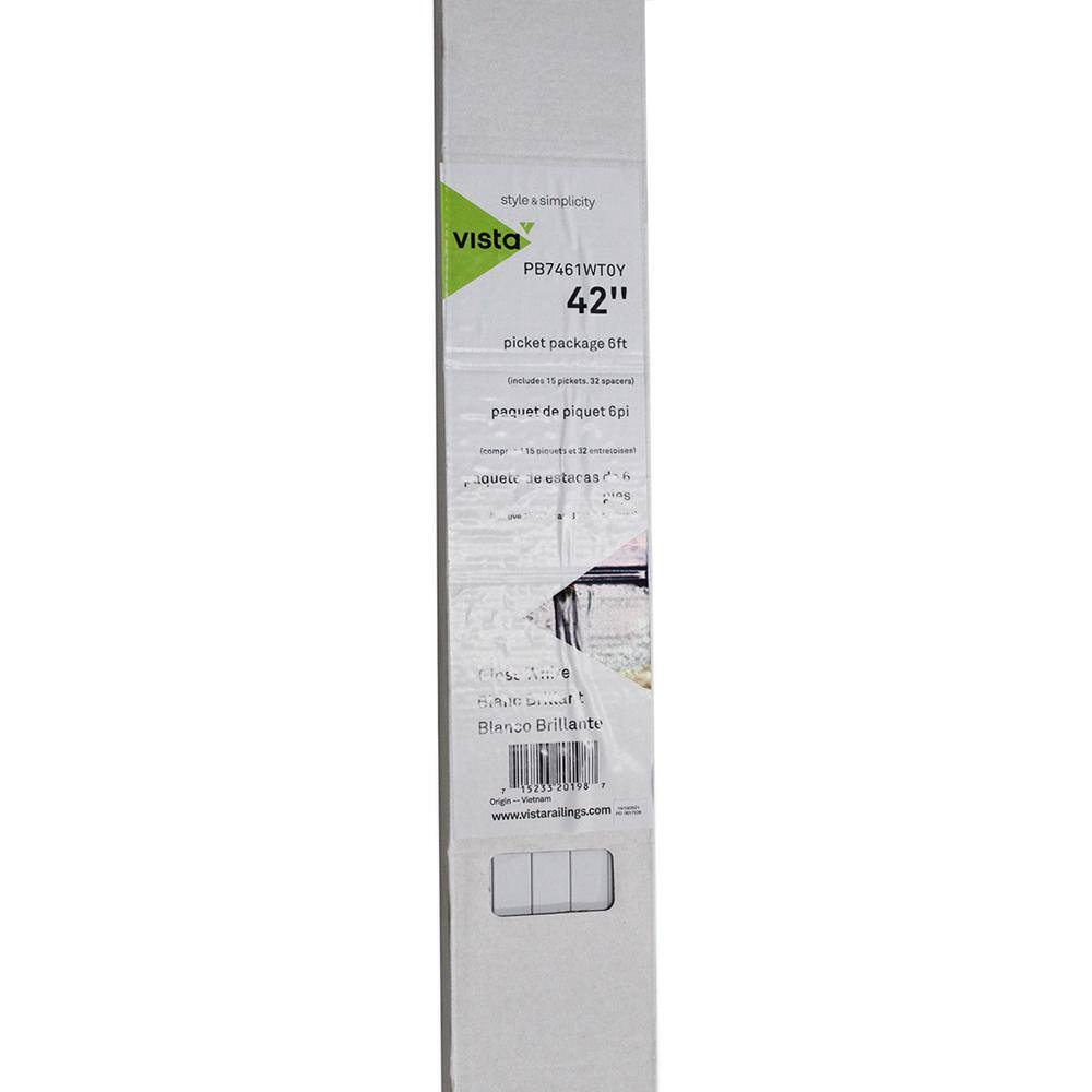 Vista 42 in. H x 72 in. W White Aluminum Level Rail Kit