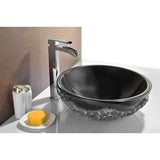 ANZZI Diver Vessel Sink in Black Jade, 16.5 in. Round, 5.5 in. H