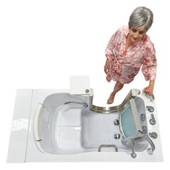 Ella Elite 52 in. Acrylic Walk-In Whirlpool Bathtub, Right-Hand Door, White, 2-Piece Fast Fill Faucet, 2 in. Dual Drain