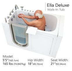 Deluxe 55 in. Walk-In Whirlpool and Air Bath Bathtub in White, Thermostatic Faucet, Digital Control, LH 2 in. Dual Drain
