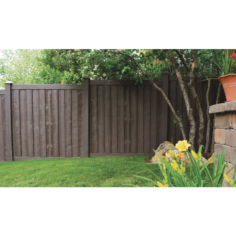SimTek Ashland 6 ft. x 6 ft. Dark/Walnut Brown Composite Privacy Fence Panel