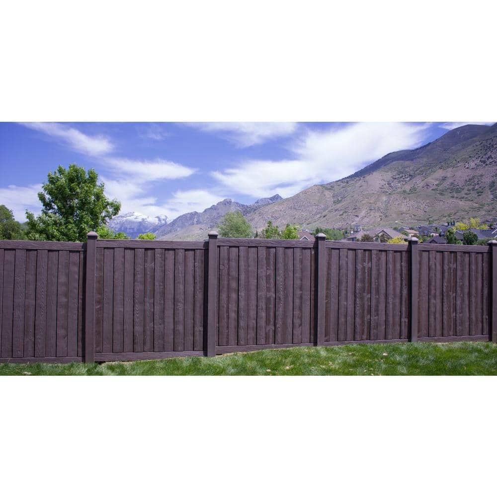 SimTek Ashland 6 ft. x 6 ft. Dark/Walnut Brown Composite Privacy Fence Panel