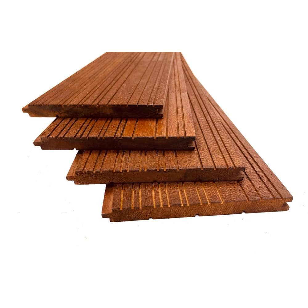 Thermally Modified 0.63 in. x 6 in. Grooved Design Siding Wood Board Deck Tile in Brown Color (1-Each)