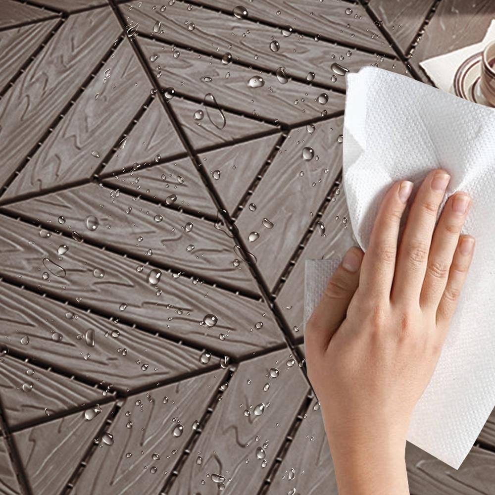WRIGHTMASTER 1.02ft. x 1.02ft. Quick Deck Plastic Interlocking Deck Tile in Walnut Diagonal Stripes (36 sq. ft. per Box)
