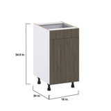 J COLLECTION 18 in. W x 34.5 in. H x 24 in. D Medora Textured Slab Walnut Assembled 2 Waste Bins Pullout and 1-Drawer Kitchen Cabinet