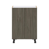 J COLLECTION Medora textured 24 in. W x 34.5 in. H x 14 in. D in Slab Walnut Assembled Shallow Base Kitchen Cabinet with 2 Doors