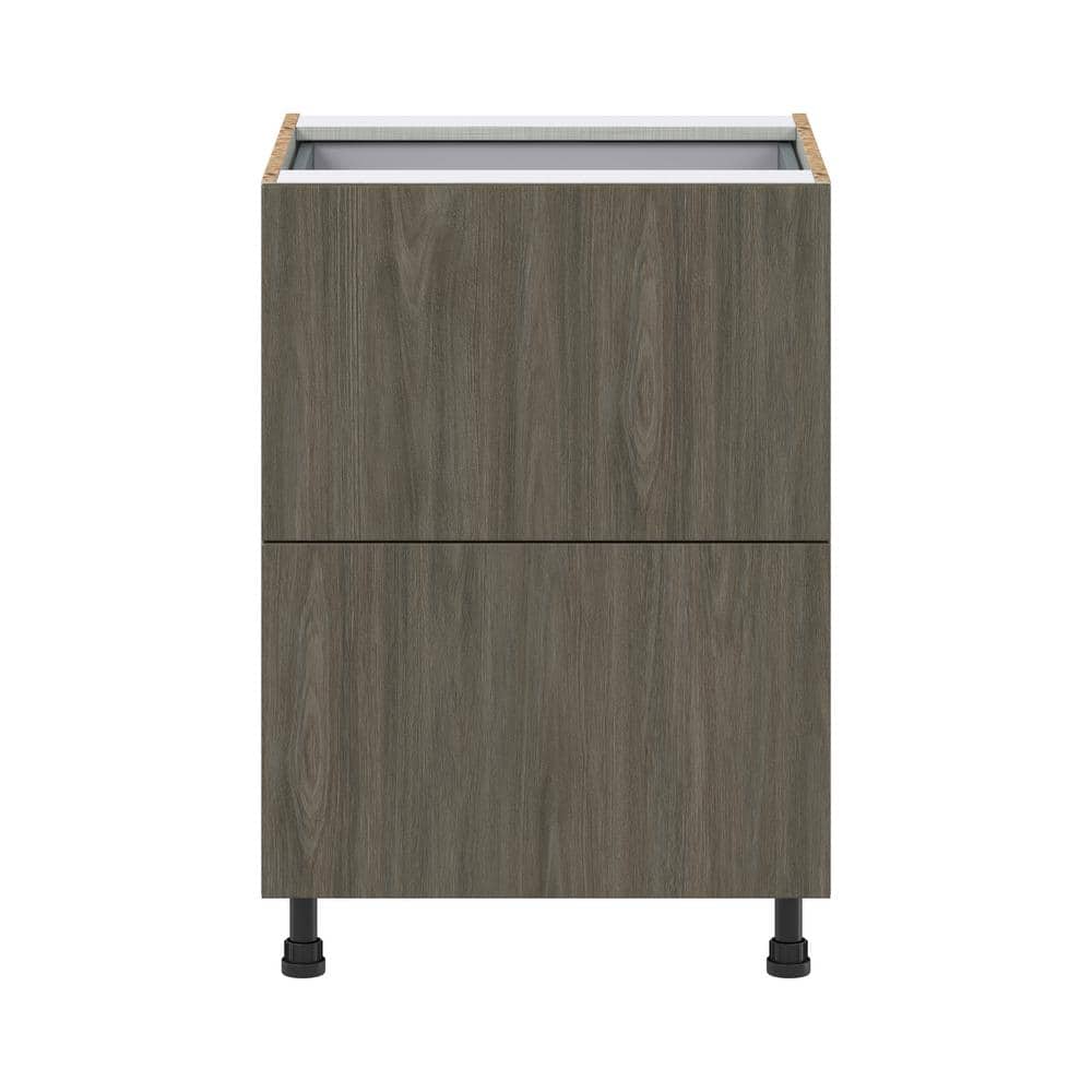 J COLLECTION Medora Textured 24 in. W x 34.5 in. H x 24 in. D in Slab Walnut Assembled Base Kitchen Cabinet with Inner Drawer