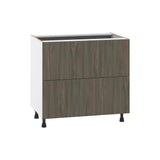 J COLLECTION Medora Textured 36 in. W x 34.5 in. H x 24 in. D in Slab Walnut Assembled Base Kitchen Cabinet with 2 Drawers