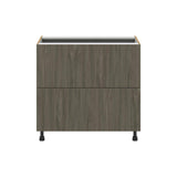 J COLLECTION Medora Textured 36 in. W x 34.5 in. H x 24 in. D in Slab Walnut Assembled Base Kitchen Cabinet with 2 Drawers