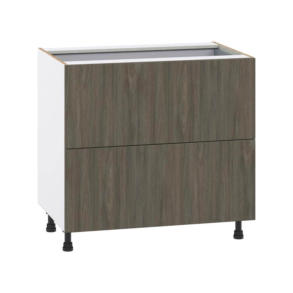J COLLECTION Medora Textured 36 in. W x 34.5 in. H x 24 in. D in Slab Walnut Assembled Base Kitchen Cabinet with Inner Drawer
