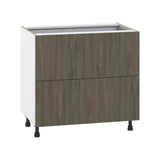 J COLLECTION Medora Textured 36 in. W x 34.5 in. H x 24 in. D in Slab Walnut Assembled Base Kitchen Cabinet with Inner Drawer