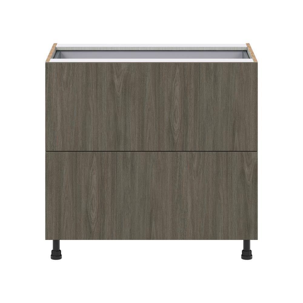 J COLLECTION Medora Textured 36 in. W x 34.5 in. H x 24 in. D in Slab Walnut Assembled Base Kitchen Cabinet with Inner Drawer