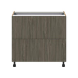 J COLLECTION Medora Textured 36 in. W x 34.5 in. H x 24 in. D in Slab Walnut Assembled Base Kitchen Cabinet with Inner Drawer