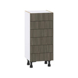 J COLLECTION 15 in. W x 34.5 in. H x 14 in. D Medora textured Slab Walnut Assembled Shallow Base Kitchen Cabinet with 6 Drawers