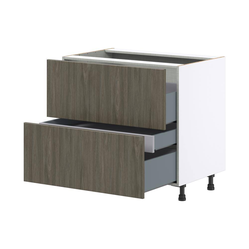 J COLLECTION Medora Textured Slab Assembled Base Cooktop Kitchen Cabinet with 3 Drawers (36 in. W x 34.5 in. H x 24 in. D)