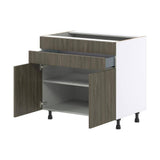 J COLLECTION Medora textured 36 in. W x 34.5 in. H x 24 in. D in Slab Walnut Assembled Base Kitchen Cabinet for Cooktop