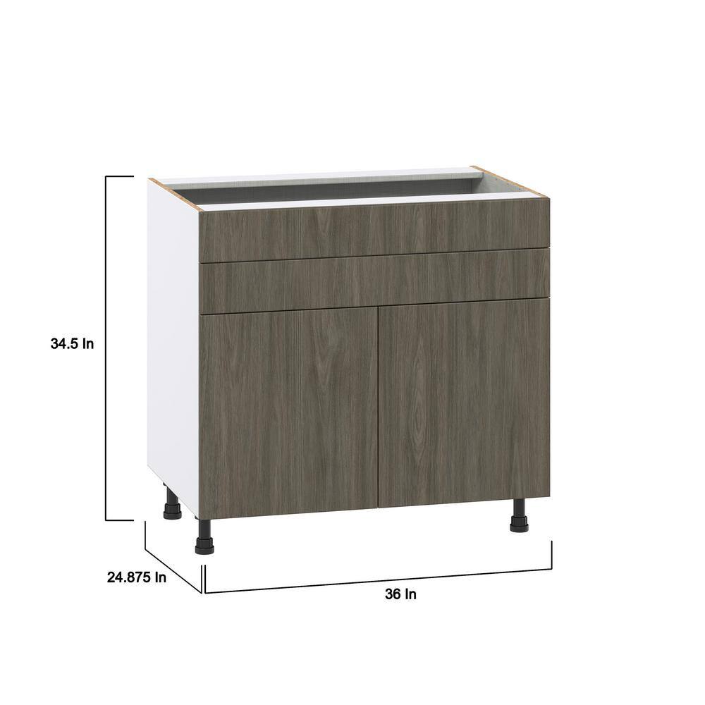 J COLLECTION Medora textured 36 in. W x 34.5 in. H x 24 in. D in Slab Walnut Assembled Base Kitchen Cabinet for Cooktop