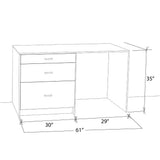 J COLLECTION Medora 61.5 in. W x 34.5 in. H x 24 in. D Textured Slab Walnut Simple Desk Bundle