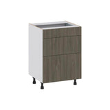 J COLLECTION Medora Textured Slab Walnut Assembled 24 in. W x 34.5 in. H x 21 in. D Vanity 3 Drawers Base Kitchen Cabinet