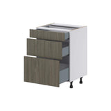 J COLLECTION Medora Textured Slab Walnut Assembled 24 in. W x 34.5 in. H x 21 in. D Vanity 3 Drawers Base Kitchen Cabinet